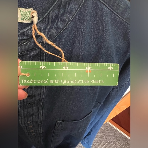 NWT retro Civilian Heritage traditional Irish Grandfather Shirt. M denim - Picture 6 of 16